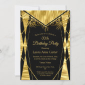デコエレガントブラック金ゴールドホイルフェイクバースデーパーティー 招待状 (正面)