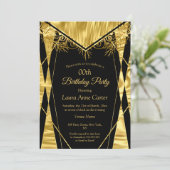 デコエレガントブラック金ゴールドホイルフェイクバースデーパーティー 招待状 (スタンド正面)