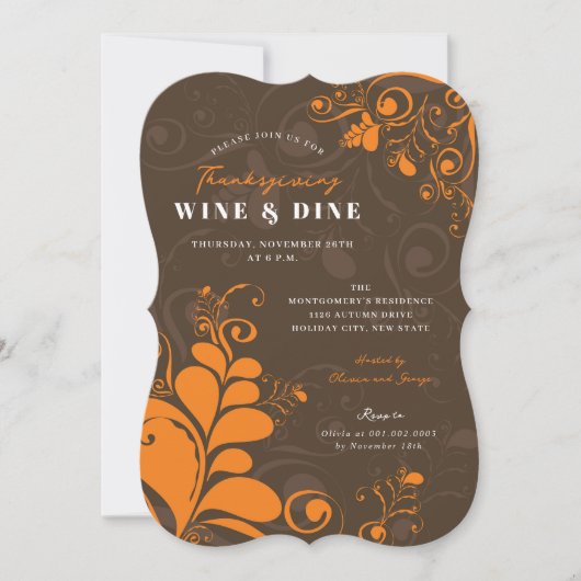 デコエレガント紅葉感謝祭ディナーパーティー 招待状 (正面)
