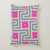 デコギリシャ語鍵、グレー/グレーと明るい赤紫色ピンク アクセントクッション (正面(垂直))