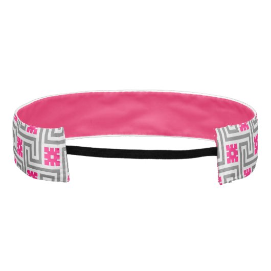 デコギリシャ語鍵、グレー/グレーと明るい赤紫色ピンク アスレチックヘッドバンド (裏面)