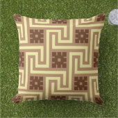 デコギリシャ語鍵、タン、ブラウン、イエロー アウトドアクッション (芝生)