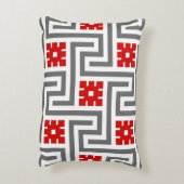 デコギリシャ鍵,赤,白と灰色/灰色 アクセントクッション (裏面(縦))