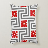 デコギリシャ鍵,赤,白と灰色/灰色 アクセントクッション (正面(垂直))