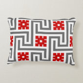 デコギリシャ鍵,赤,白と灰色/灰色 アクセントクッション (裏面)