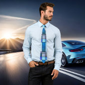 デコグランジブルーパターン鉛ガラスタイ ネクタイ