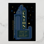 デコシアターサインヴィンテージウェディング 箔招待状 (正面)