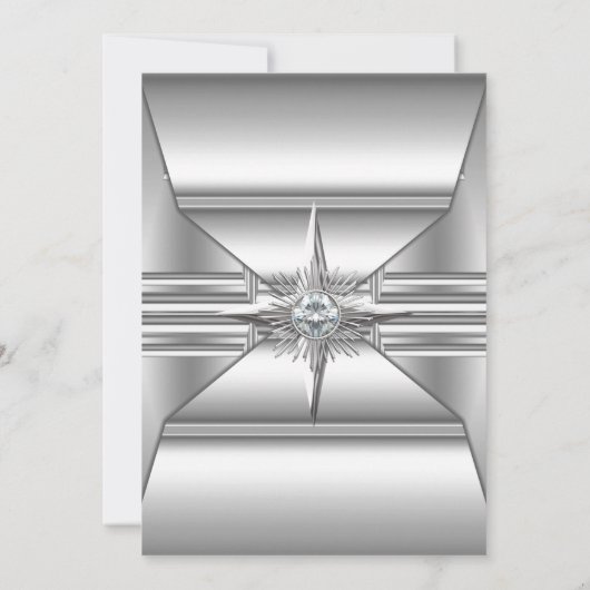 デコシルバークロムメタルイメージバースデーパーティー 招待状 (裏面)