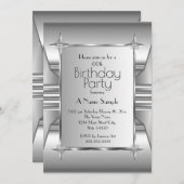 デコシルバークロムメタルイメージバースデーパーティー 招待状 (正面/裏面)