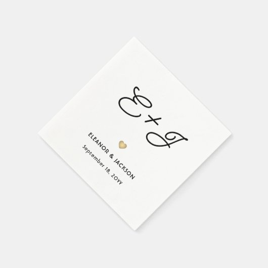 デコスタイリッシュタイポグラフィスクリプトモノグラム結婚ズ スタンダードカクテルナプキン (角)