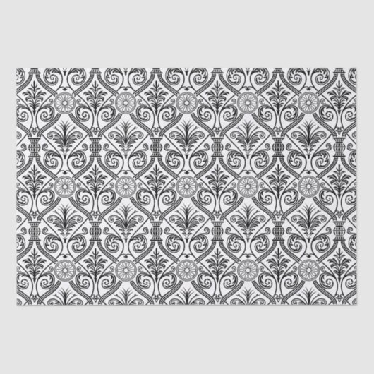 デコスタイルヴィンテージパターン白黒 薄葉紙 (正面)