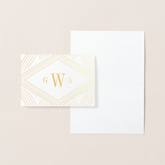 デコダイヤモンドモノグラムの金箔文房具カード 箔カード (ディスプレー)