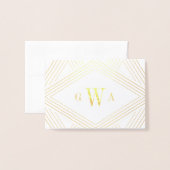 デコダイヤモンドモノグラムの金箔文房具カード 箔カード (封筒付き正面)