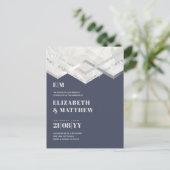 デコダスティブルーシルバーミニマル結婚リスト ポストカード (スタンド正面)