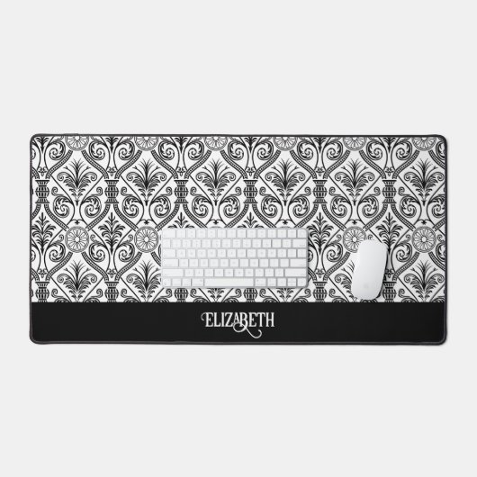 デコダマスクスタイルヴィンテージパターン白黒名 デスクマット (キーボード&マウス)