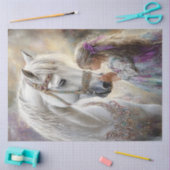 デコップアッドホワイトホース&ジュエリー小さな女の子 薄葉紙 (クラフト)