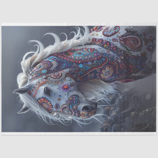 デコップアメリカン色彩の鮮やかインド馬のオーラ 薄葉紙 (正面)