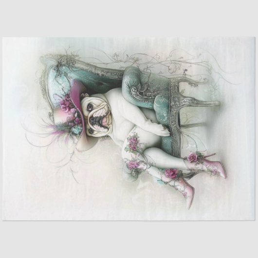 デコップイお洒落ングリッシュブルドッグカウボーイハット 薄葉紙 (正面)