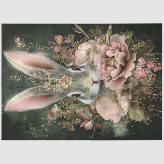 デコップイースターお洒落ウサギの複雑な花 薄葉紙 (正面)