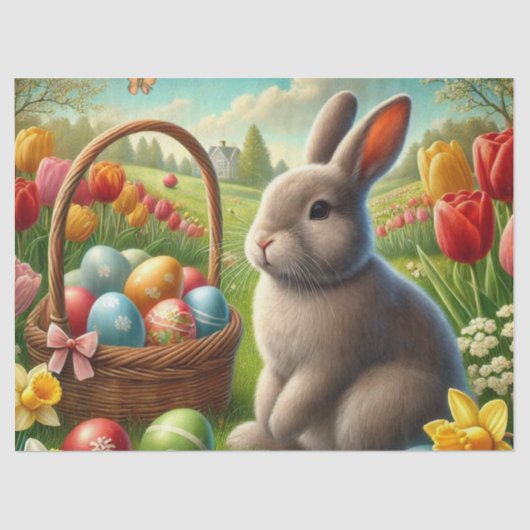 デコップイースターバニーラビットティッシュペーパー 薄葉紙 (正面)