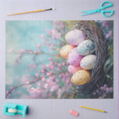 デコップイースターパステル斑点の卵の花 薄葉紙 (クラフト)