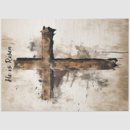 デコップイースター素朴クロス十字架付け 薄葉紙 (正面)