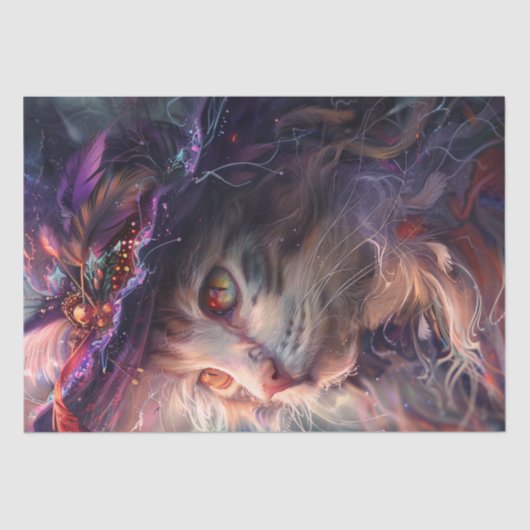 デコップウィッお洒落チーな猫帽子をかぶった帽子 薄葉紙 (正面)