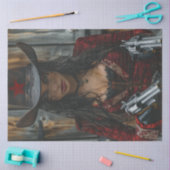 デコップウェスタン女性のカーボーイシェリフ2ガンズ 薄葉紙 (クラフト)