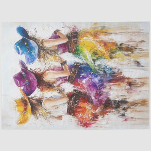 デコップウェスタン女性のカーボーイ鮮やかカラー踊り 薄葉紙 (正面)