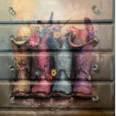 デコップウェスタン鮮やかブーツピンクターコイズ 薄葉紙