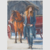 デコップウエスタンクリスマスガールレッドバーン 薄葉紙 (正面)