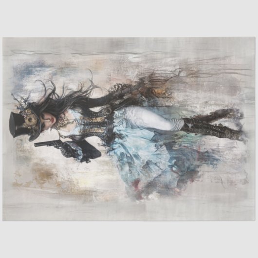 デコップウエスタンドレスレディーステームパンクブルー 薄葉紙 (正面)