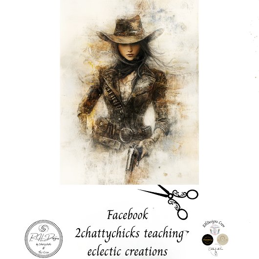 デコップウエスタン女性のカーボーイペンシルアートミスティック 薄葉紙