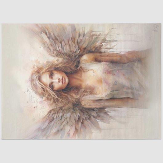 デコップウォーターカラーお洒落アンジュパステルウィングス 薄葉紙 (正面)