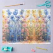 デコップウォーターカラーポピー青&黄 薄葉紙 (クラフト)