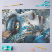 デコップウーマン複雑なヘッドピースティール(緑がかった色)金ゴールド 薄葉紙 (クラフト)