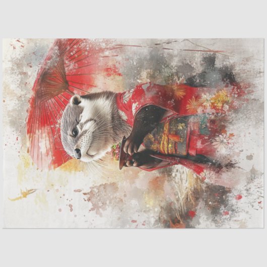 デコップオッター伝統的の日本の服装 薄葉紙 (正面)