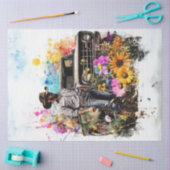 デコップカウボーイイエロートラックフィールド花 薄葉紙 (クラフト)