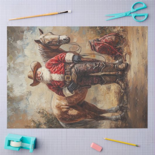 デコップカウボーイサンタクロースと抱き枕 薄葉紙 (クラフト)