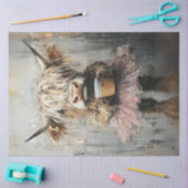 デコップカワイートハイランドカウピンクチュチュチュ&コーヒー 薄葉紙 (クラフト)