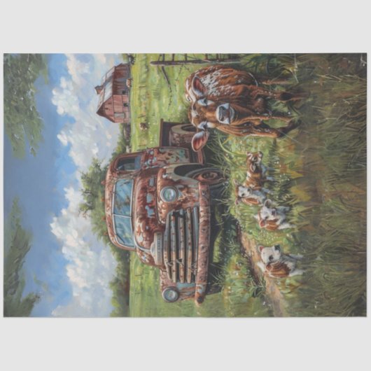 デコップカントリーチャームファームトラック牛 薄葉紙 (正面)