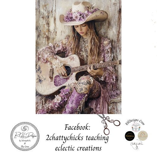 デコップカントリー女の子ギターシンガー薄紫ドレス 薄葉紙