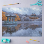 デコップガお洒落ーデン中国のパビリオンテンプル 薄葉紙 (クラフト)