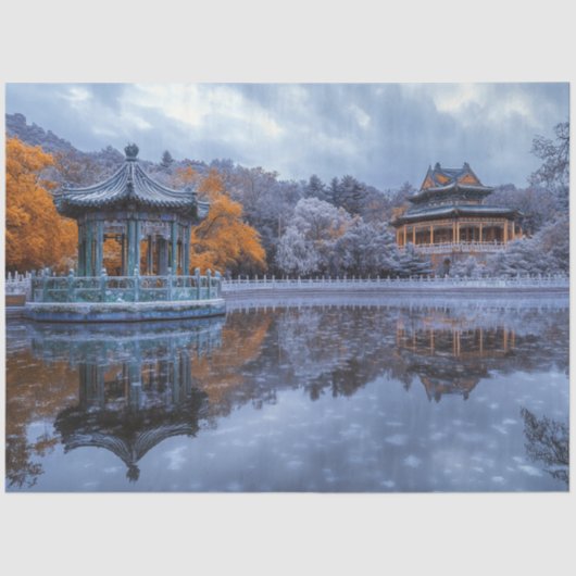 デコップガお洒落ーデン中国のパビリオンテンプル 薄葉紙 (正面)