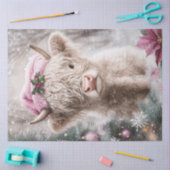 デコップクリスマスハイランドカウピンクデコール 薄葉紙 (クラフト)