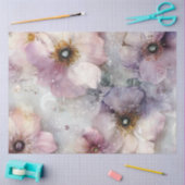 デコップコンビナート花柄ピンクパープル 薄葉紙 (クラフト)