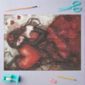 デコップゴシックウーマンレッドドレスバレンタインハート 薄葉紙 (クラフト)