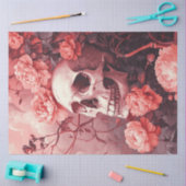 デコップゴシックスカル囲まれ&桃の花 薄葉紙 (クラフト)