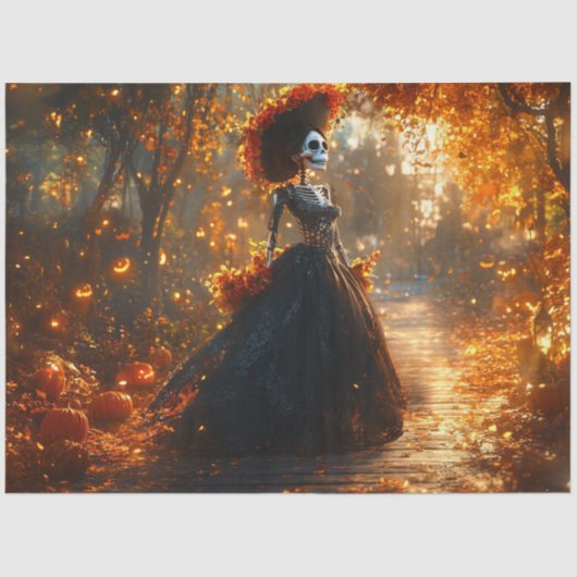 デコップゴシックスケルトン精巧ブラックドレス 薄葉紙 (正面)