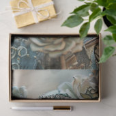 デコップゴシック精巧結婚なティール（緑がかった色）花模様 薄葉紙 (ギフト)